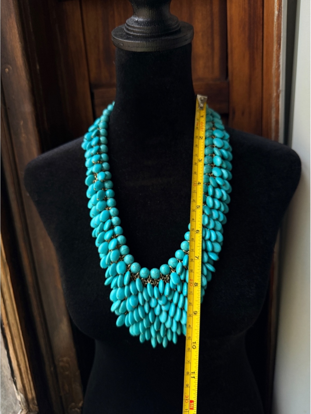 RARE Turquoise Stone Bib Necklace Chunky Beaded Boho Southwestern Style